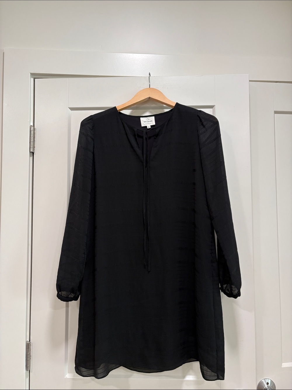 Sezane Chiffon Black Lined Dress —STUNNING!!  Like New!! Boho—Flowy—Event 36-